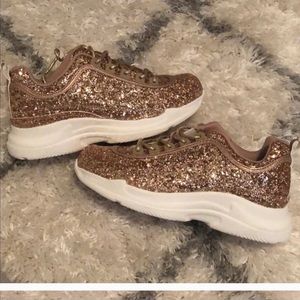 Stylish rose gold glitter shoes